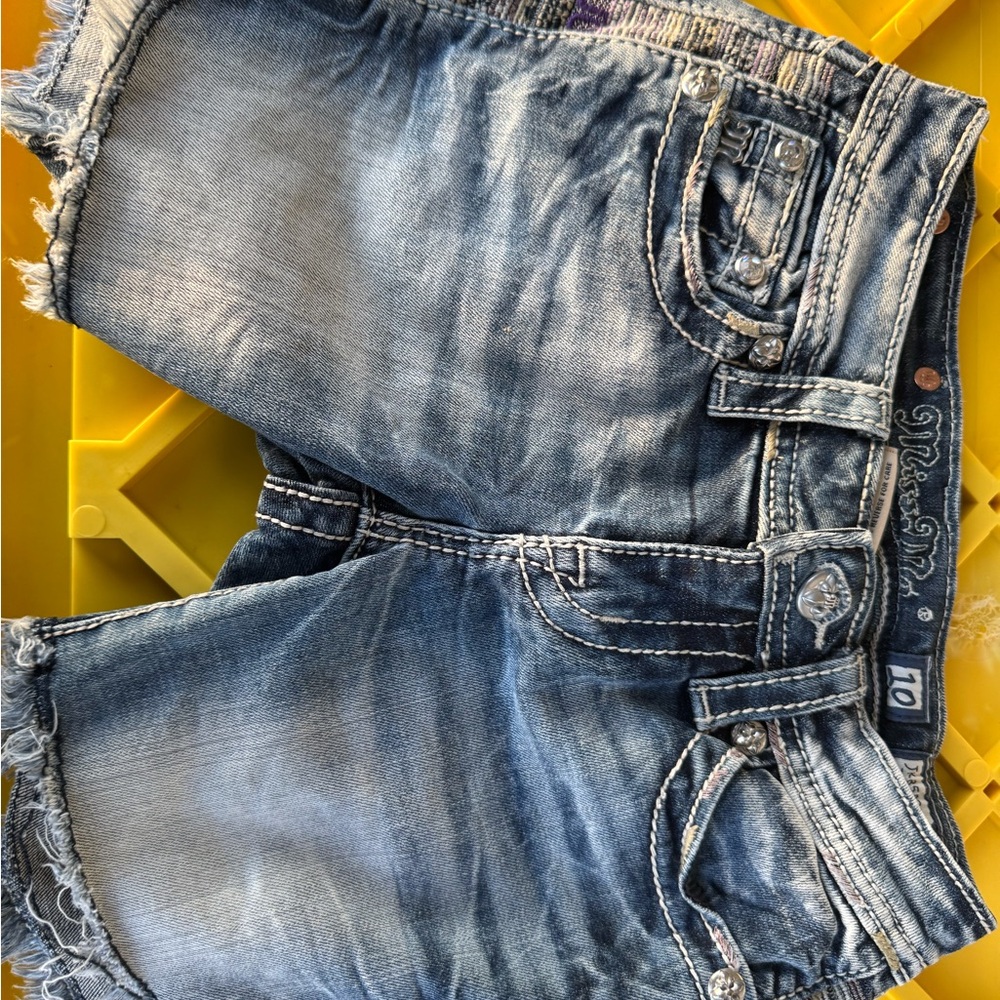 Miss Me Distressed Blue Denim Shorts